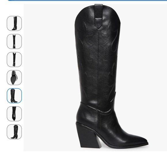 Madden Girl Black Over-the-Knee Western Block-Heel Boots - Picture 2 of 4